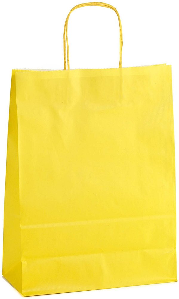 Shopper Carta Kraft Giallo con Maniglia Intrecciata