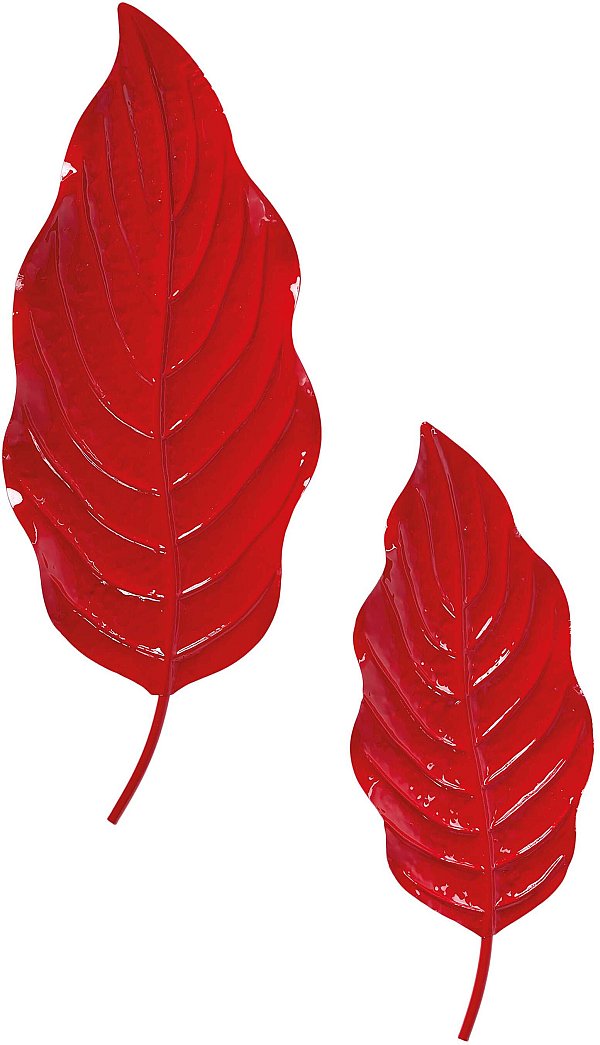 Set Vassoi Foglie in Metallo Rosso