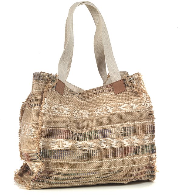 Borsa Tessuto Naturale Ricami