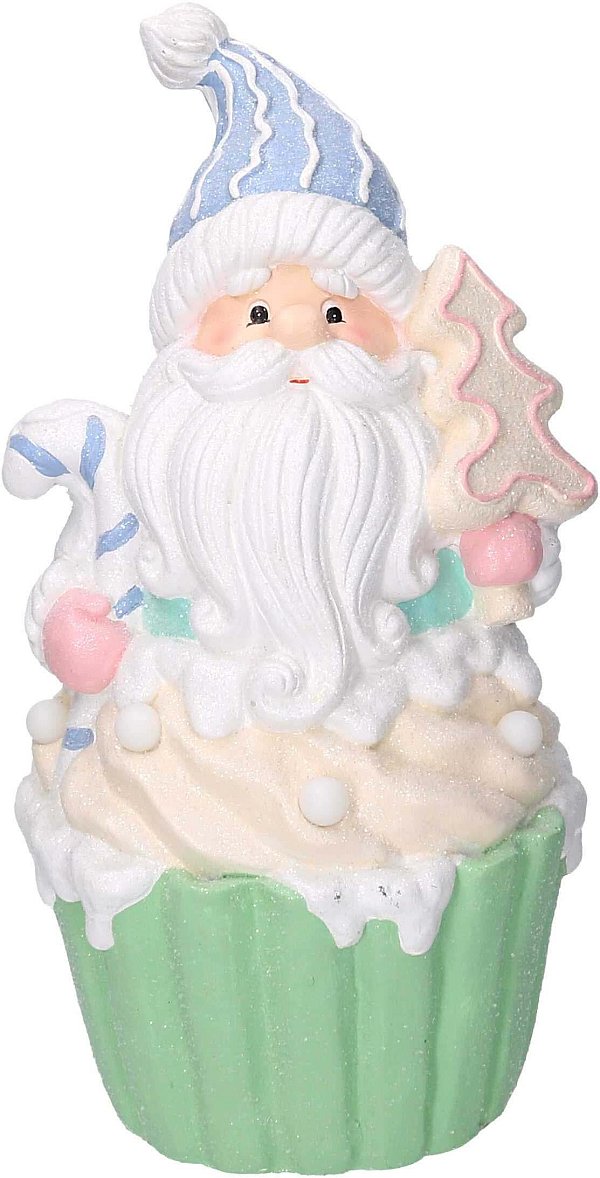 Babbo Natale in Resina Cupcake Verde Pastello con Led