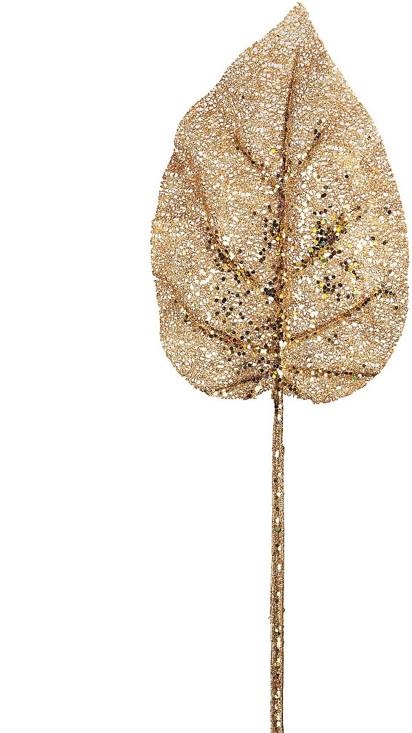 Confezione 6 foglie oro con glitter