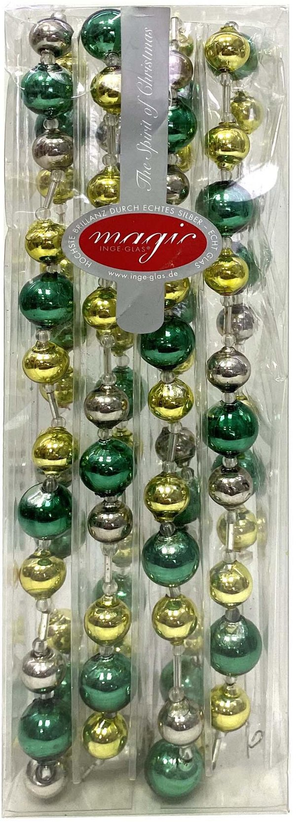Collana Sferette in Vetro Verde/Argento Mix