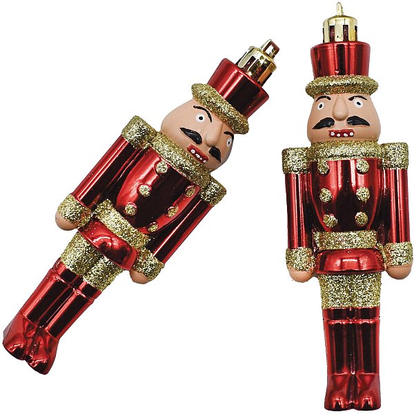 Set Schiaccianoci Rosso e Oro con Glitter in Plastica