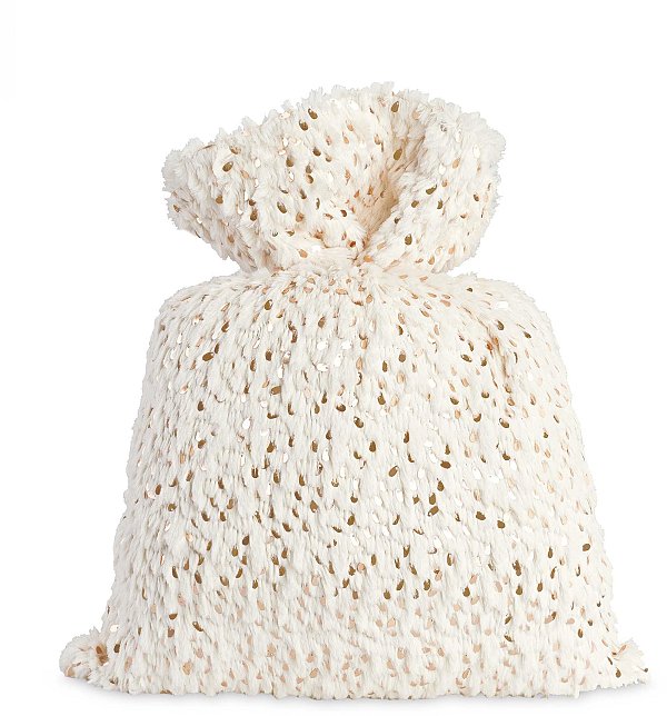 Sacco Ecopelliccia Avorio con Paillettes Dorate