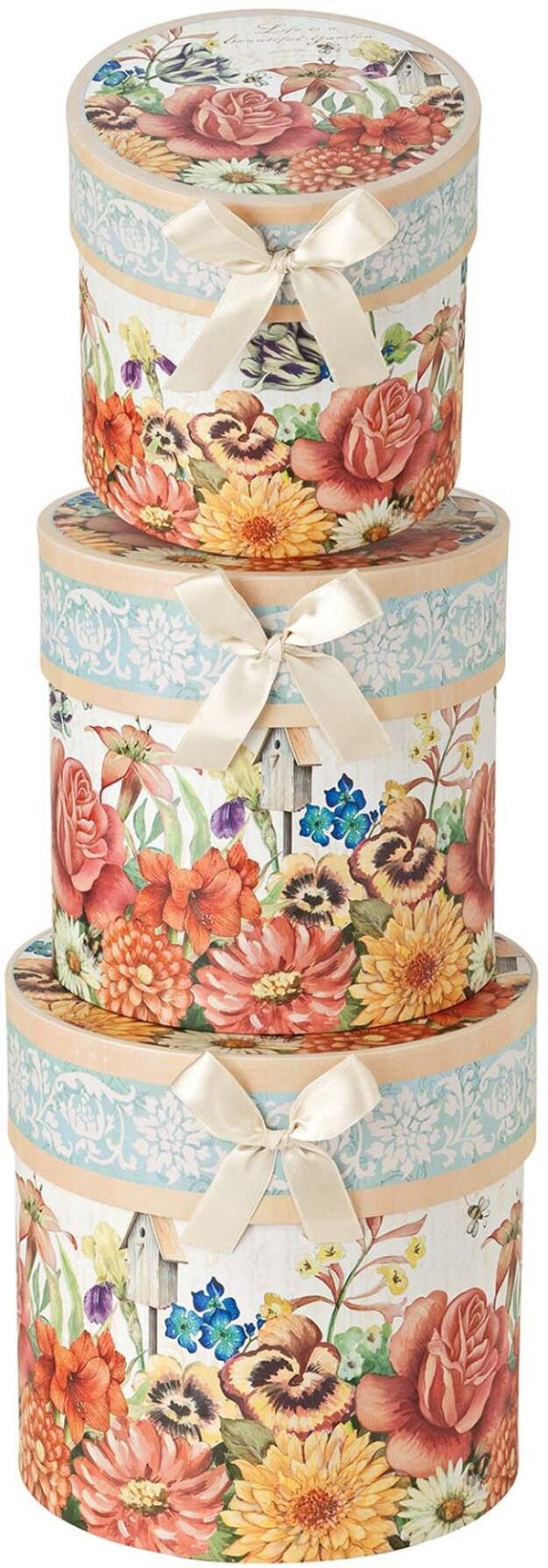 Set Scatole Fasciate Tonde Fiori