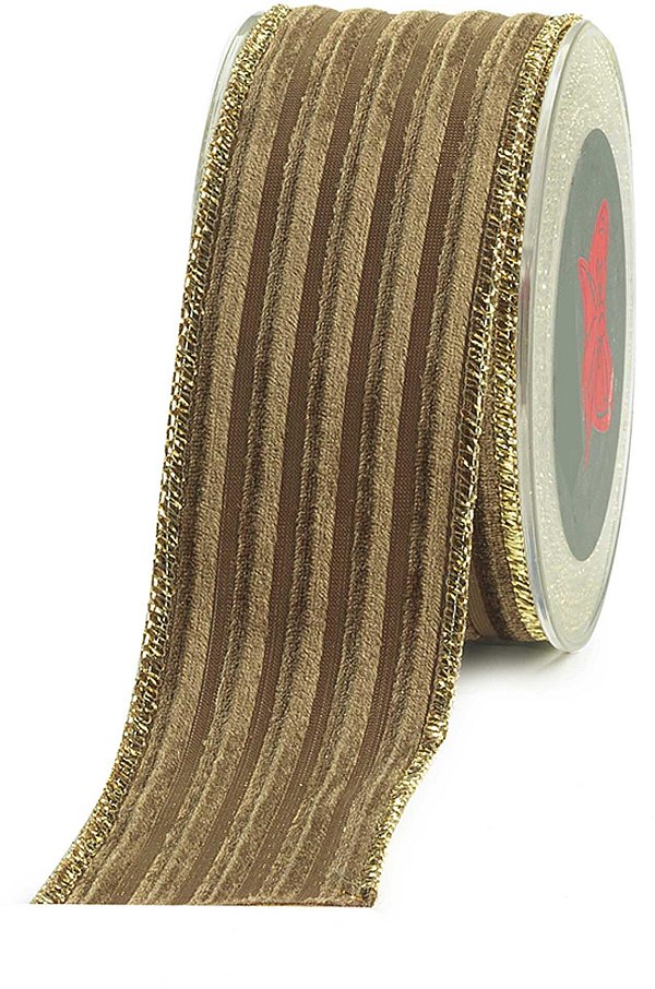 Nastro Animato Semplicity Stripes Velluto Marrone Double Face