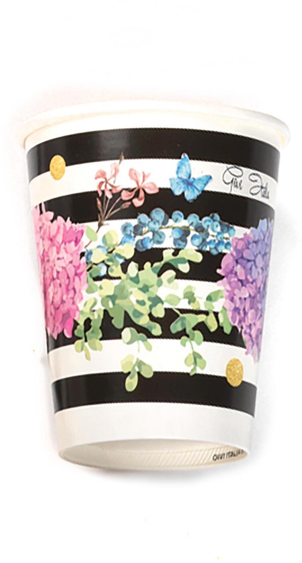 Bicchieri in Carta Black & Flowers