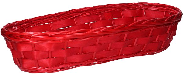 Cesto Ovale Lungo in Vimini Rosso