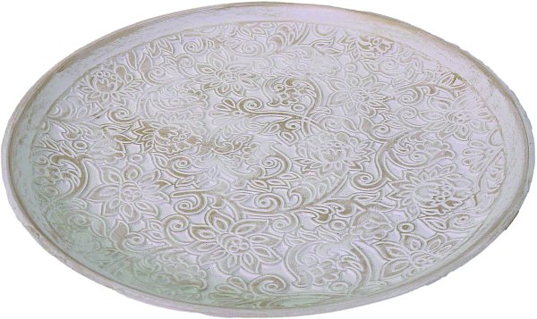 Centrotavola Tondo in Legno Bianco con Decoro