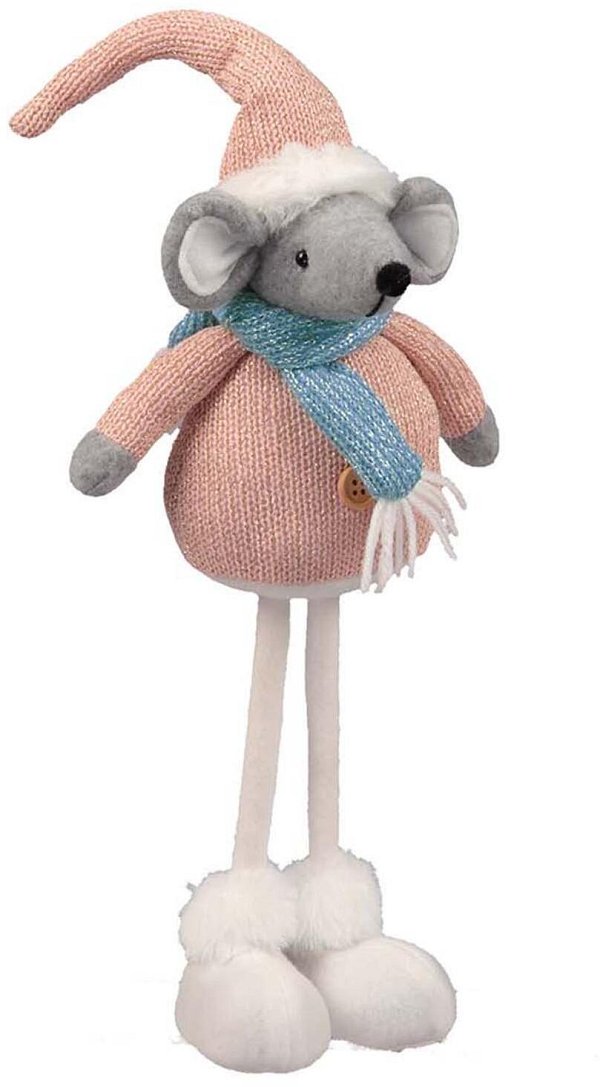 Topolino Rosa con Cappello e Sciarpa