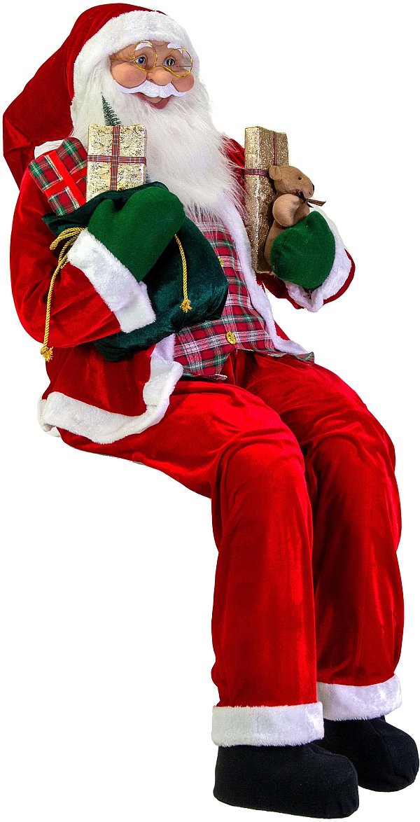 Babbo Natale in Tessuto Rosso con Gambe Modellabili