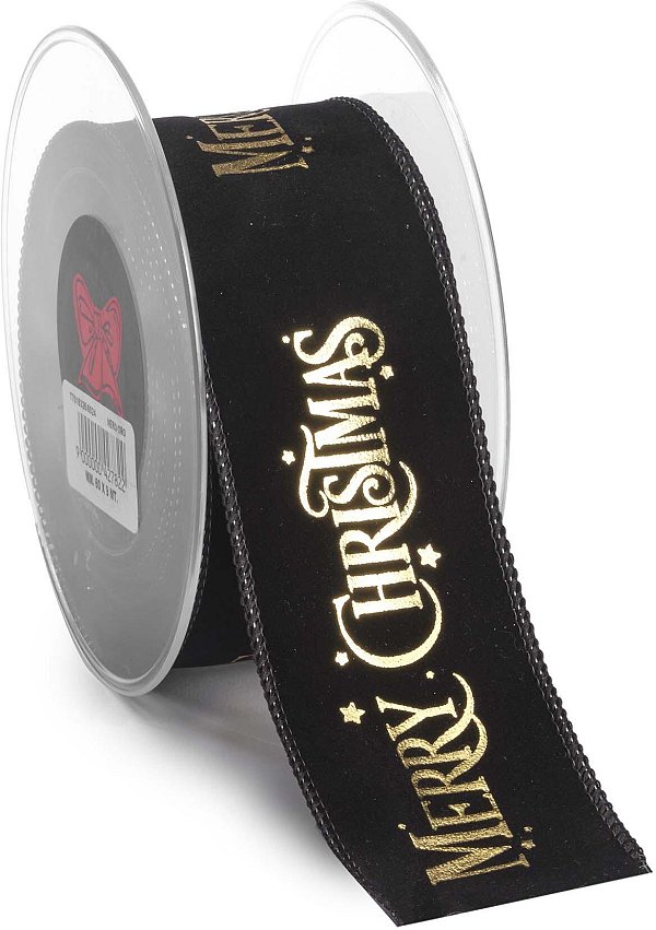 Nastro Animato Velvet Luxury Nero/Oro "Merry Christmas"