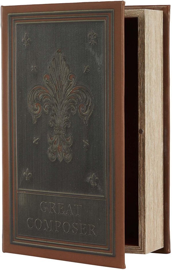 Scatola Contenitore a Libro in Legno con Giglio