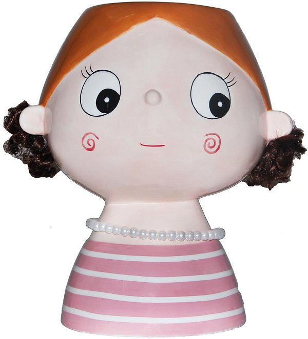 Vaso in Ceramica Rosa Ragazza con Collana di Perle