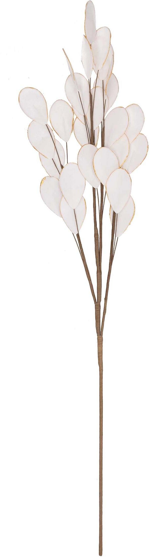 Ramo Foglie Lunaria Bianche Dorate Polyfoam
