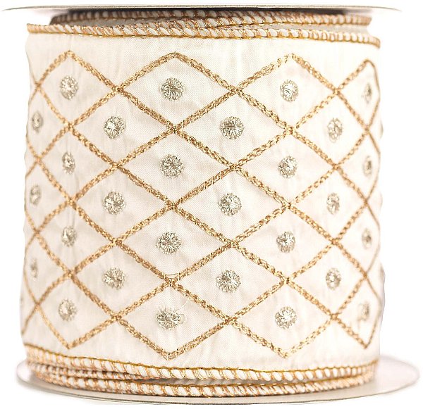 Bobina tessuto animato bianco/oro Diamond
