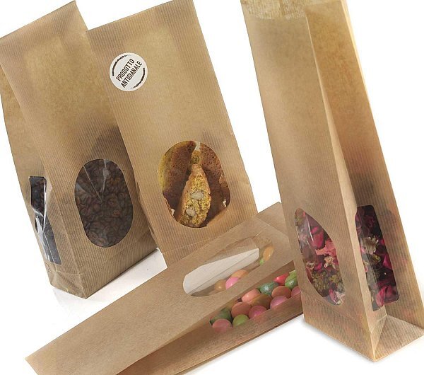 Sacchetti Carta a 3 Finestre per Alimenti