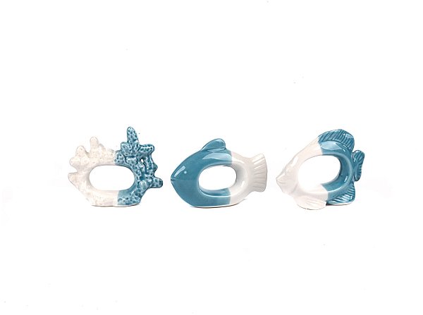 Set Portatovaglioli in Ceramica Blu
