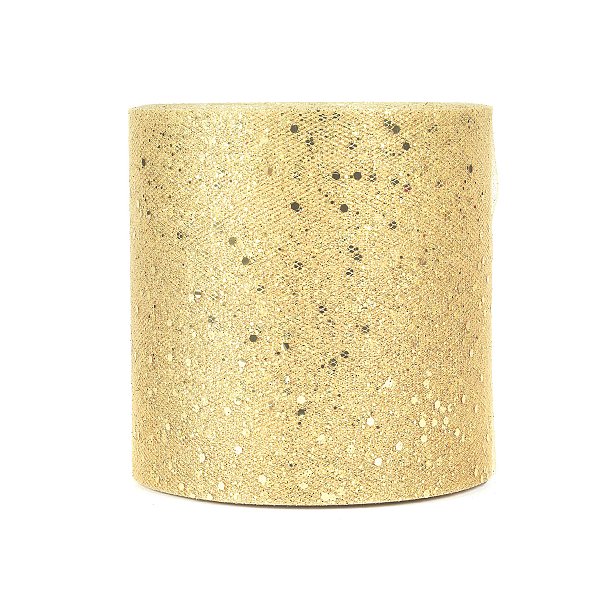 Rotolo Tulle Oro/Champagne con Glitter cm 12,5h