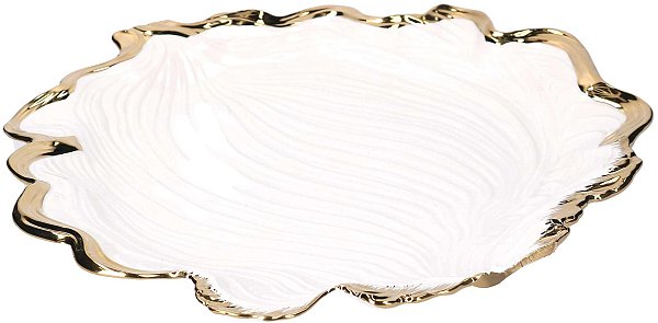 Svuotatasche in Ceramica Bianco e Bordo Oro