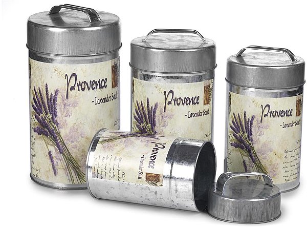 Set Scatole Cilindro in Latta Decorate Lavanda