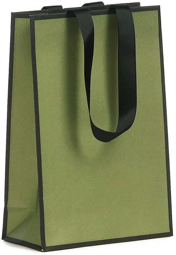 Shopper Carta Lusso Boutique Green con Maniglia in Grosgrain