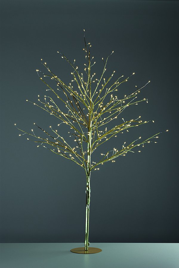 Albero in Metallo Dorato a Luce Calda Fissa
