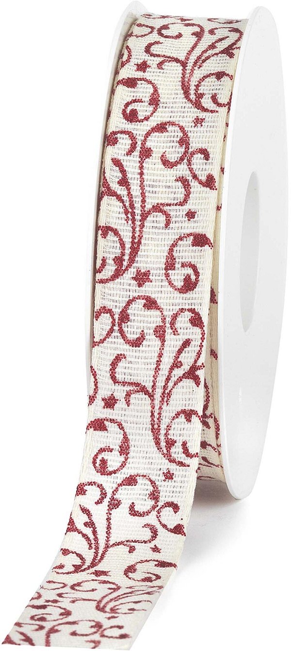 Nastro Tessuto Calligraphic Crema/Rosso