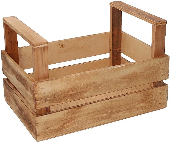 Cassetta in Legno Naturale Rettangolare con Manici