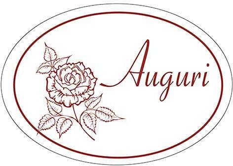 Etichette Ovali Auguri Rosa Bordeaux su Bianco