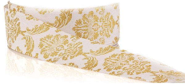 Nastro tessuto bordato bianco/oro con glitter Royal Night