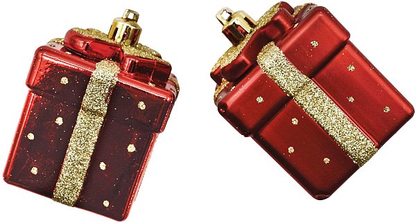 Set Pacchetti Regalo Rosso/Oro con Glitter in Plastica