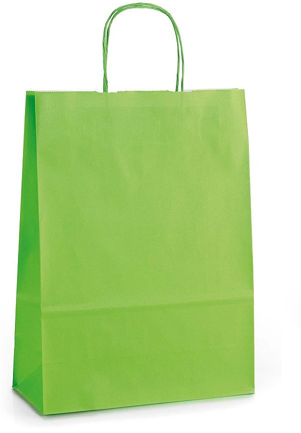 Shopper Carta Kraft Verde Menta con Maniglia Intrecciata