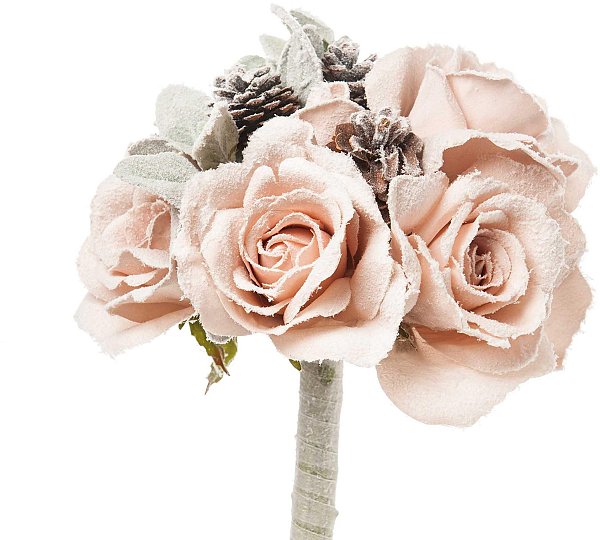 Bouquet Innevato Rose Luxury con pigne