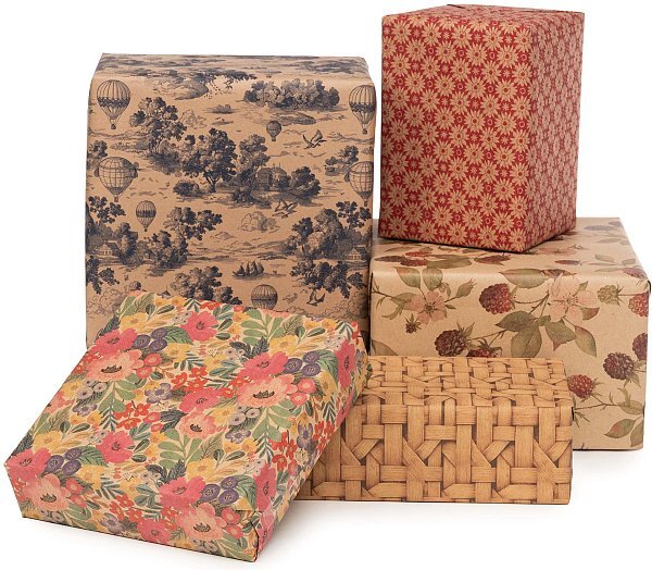 Carta Kraft Assortita in 5 Disegni
