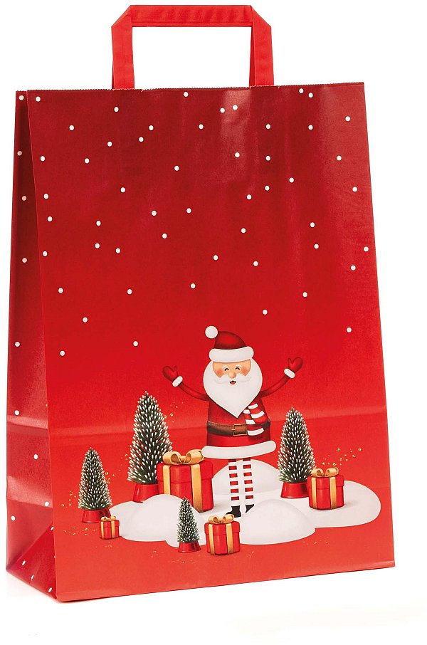 Shopper Carta Santa Claus con Maniglia Piatta