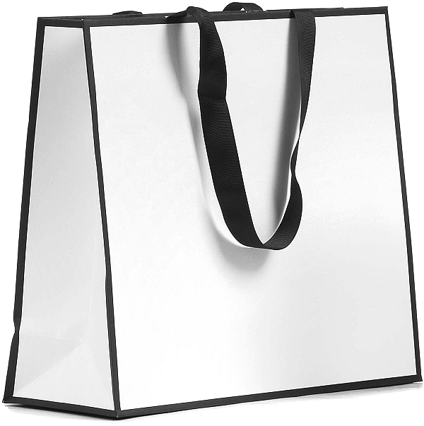 Shopper Carta Lusso Boutique White con Maniglia in Grosgrain