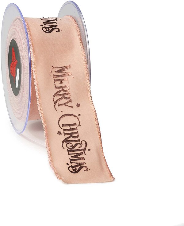 Nastro Animato Velvet Luxury Salmone/Oro "Merry Christmas"