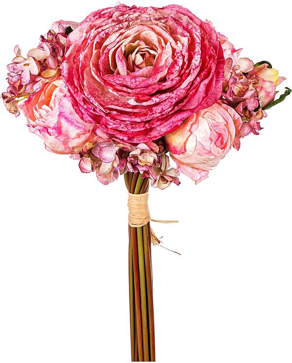 Bouquet Misto Ranuncoli/Ortensie con 14 Rami Effetto Secco