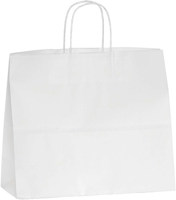 Shopper in Carta Italy Bianca con Maniglia Intrecciata