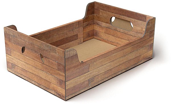 Cassetta in Cartone Stampa Teak Marrone
