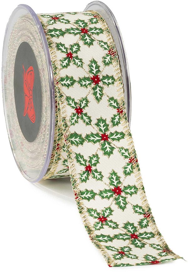 Nastro Tessuto Animato Mistletoe Cross Avorio