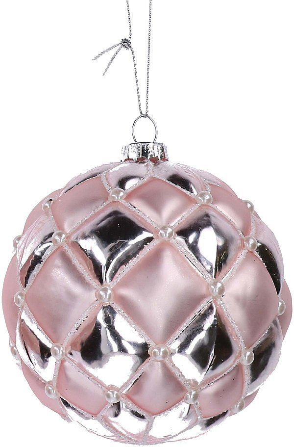 Sfere di vetro Rosa/Silver con perle