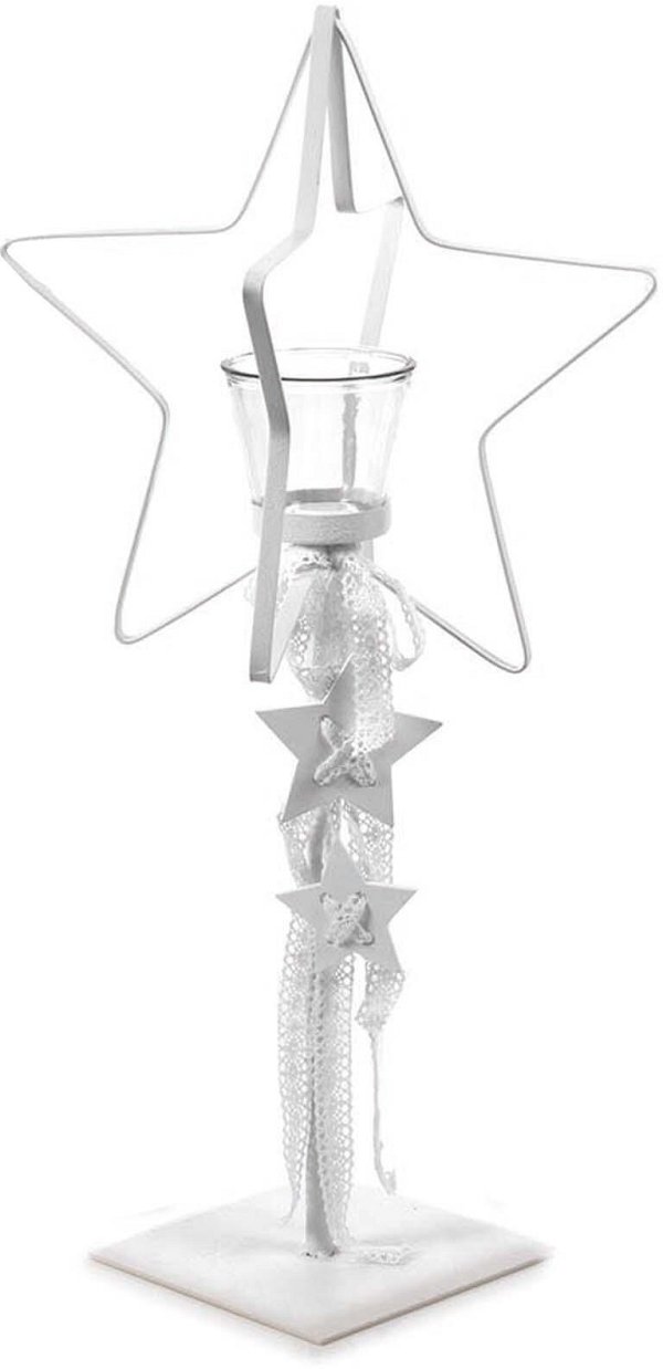 Portacandela Stella 3D in Metallo Bianco