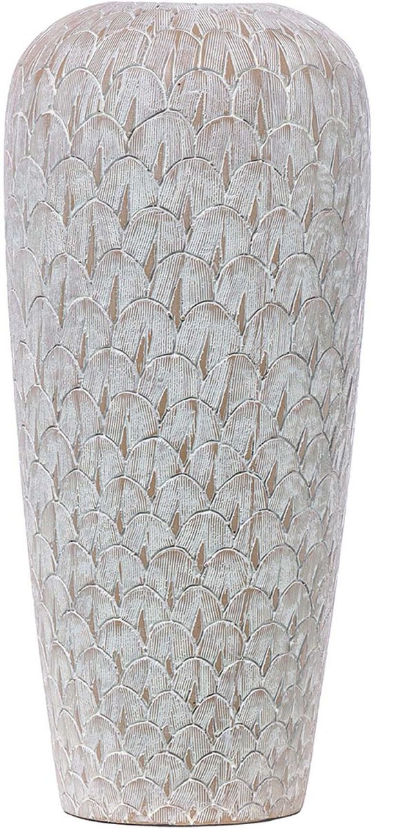 Vaso in Resina Bianco/Beige Onde