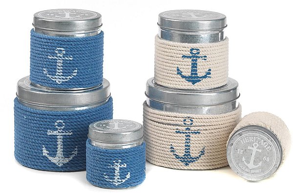 Set Scatole Tonde in Metallo Ancora