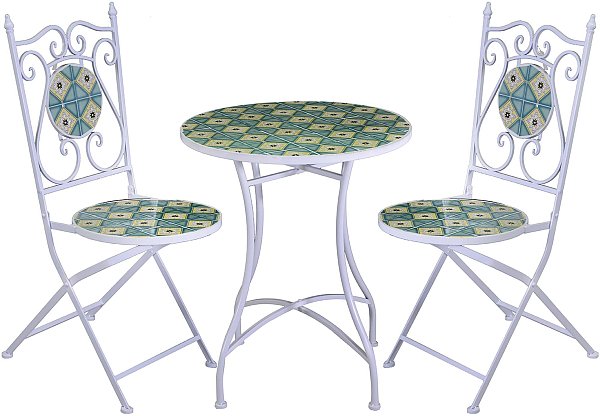 Tavolo in Metallo Scilla Mosaico con 2 Sedie