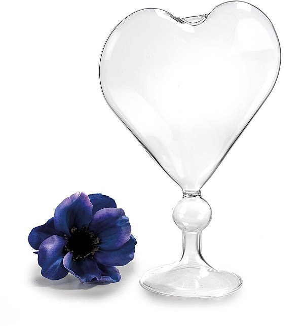 Vaso Cuore Monofiore in Vetro Trasparente
