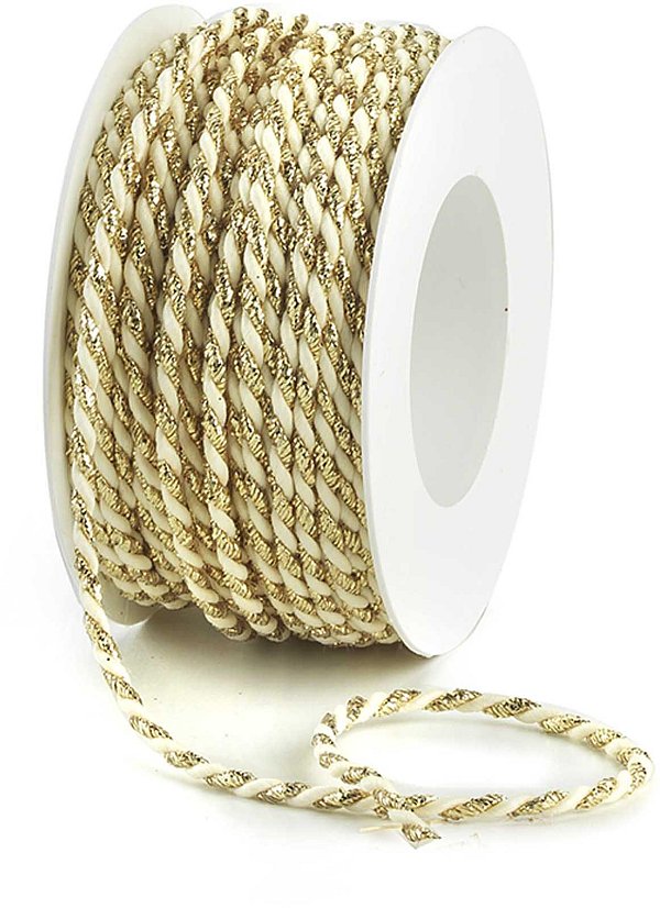 Cordino Cotone con Glitter Crema/Oro