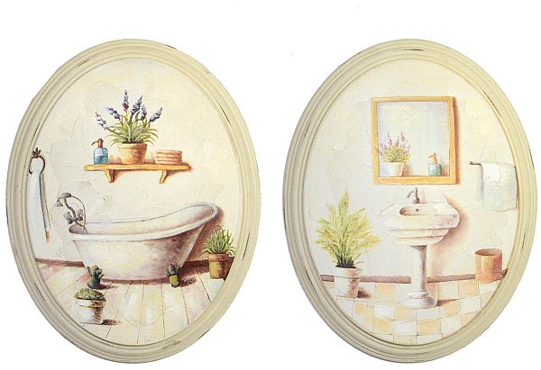 Quadro in Legno Ovale Bagno